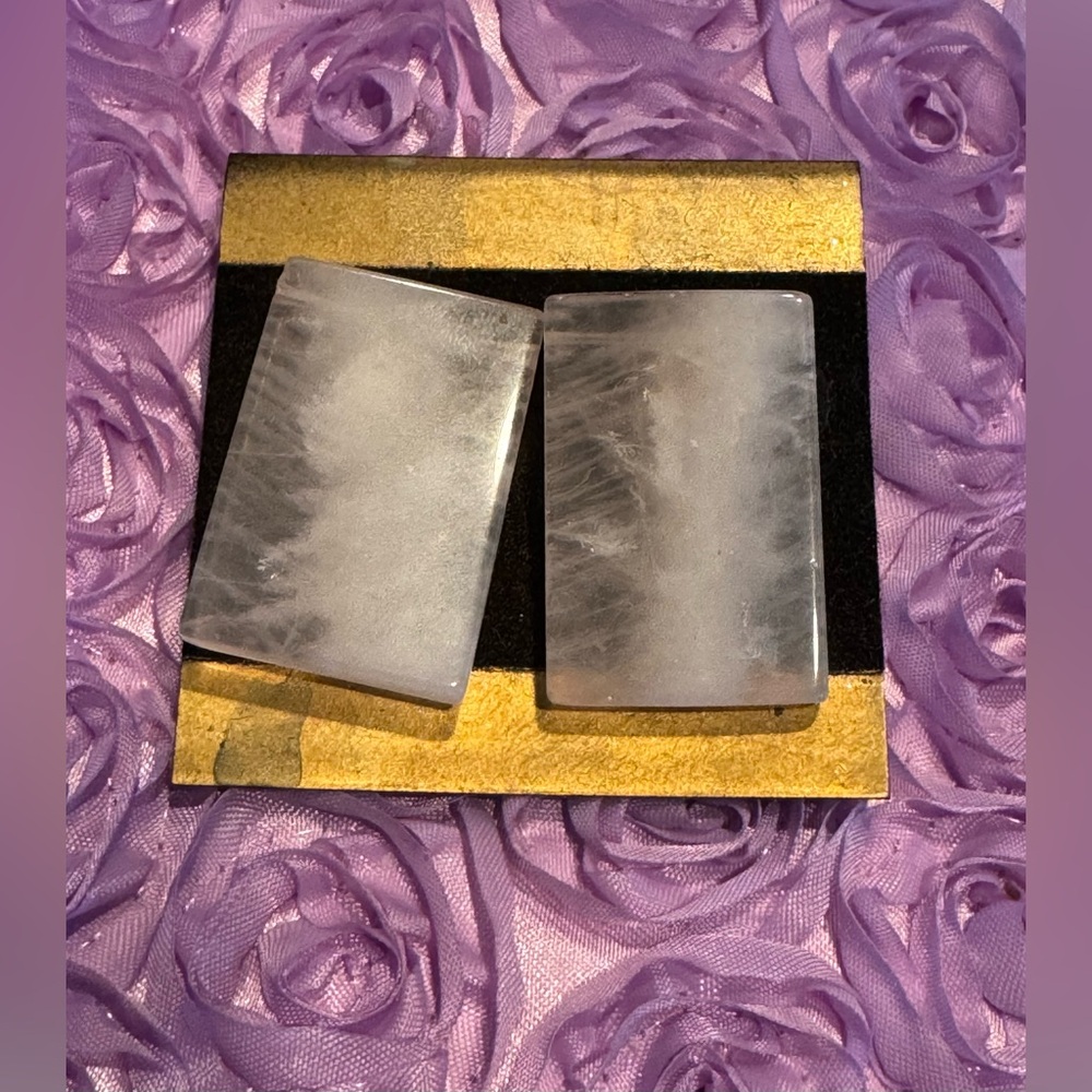 Rose quartz rectangular beads (20x30mm) w/ 14k posts